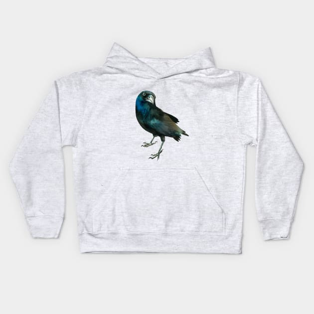 Over the Shoulder Crow Kids Hoodie by JCPhillipps